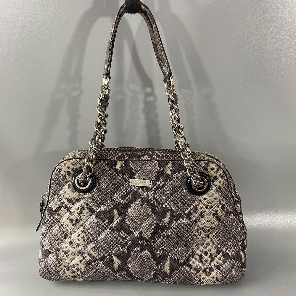 Kate Spade Snake Print Shoulder Bag - Black and Cream